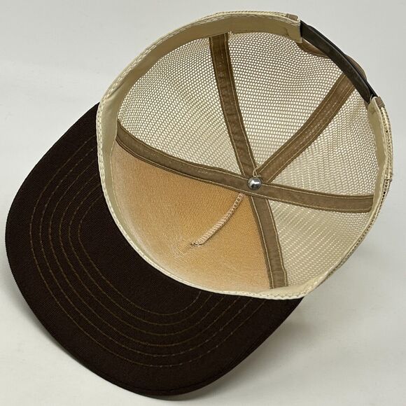 Vintage 80s The Morie Company Trucker Hat Baseball Cap Lighthouse Snapback Beige - Picture 4 of 8